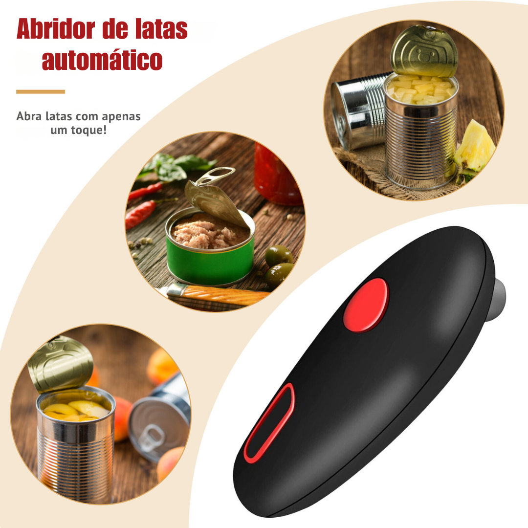Abridor Elétrico de Latas com 1 Toque Automático Preto 17 cm