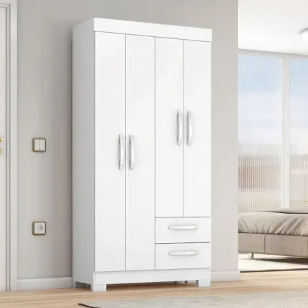 Guarda-Roupa Notável NT6010 Off White 4 Portas 2 Gavetas MDP