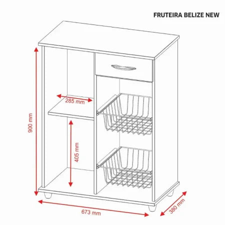 Fruteira Belize Notável 1 Porta 1 Gaveta MDP