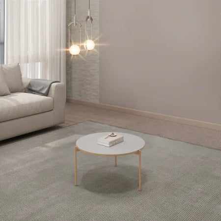 Mesa de Centro Bela Off White Tampo Circular 69 cm