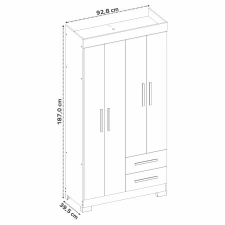 Guarda-Roupa Notável NT6010 Off White 4 Portas 2 Gavetas MDP