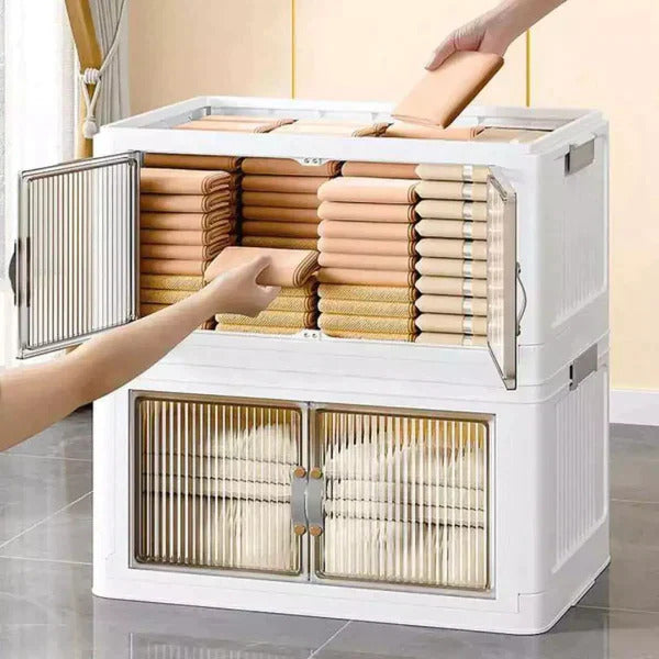 Kit 12 Caixas Organizadoras Dobráveis Plástico Branco 58 cm
