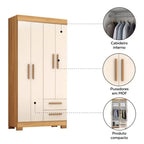 Guarda-Roupa Notável NT6010 Off White 4 Portas 2 Gavetas MDP