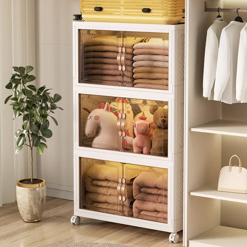 Kit 12 Caixas Organizadoras Dobráveis Plástico Branco 58 cm