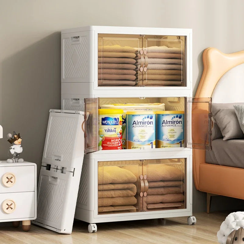 Kit 12 Caixas Organizadoras Dobráveis Plástico Branco 58 cm