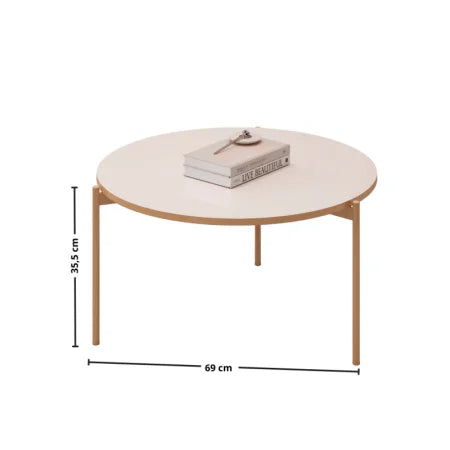 Mesa de Centro Bela Off White Tampo Circular 69 cm