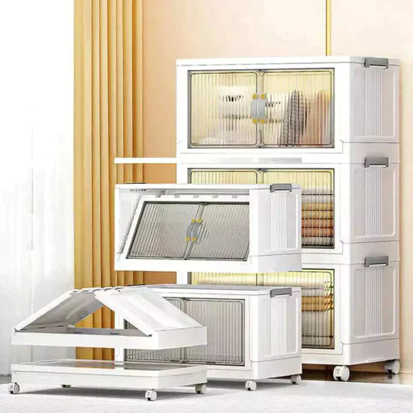 Kit 12 Caixas Organizadoras Dobráveis Plástico Branco 58 cm