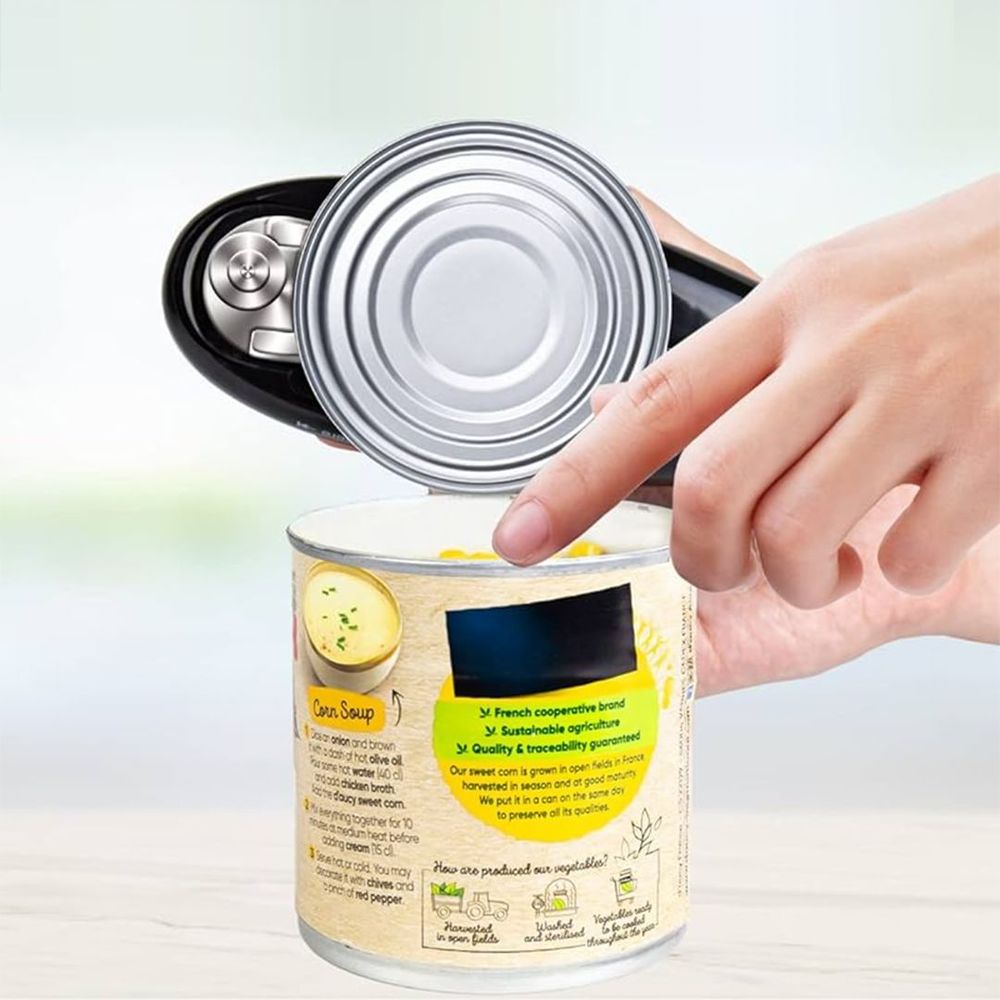 Abridor Elétrico de Latas com 1 Toque Automático Preto 17 cm