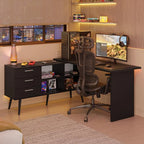 Escrivaninha em L Mesa para Computador Gamer 3 Gavetas Lar Carinhoso